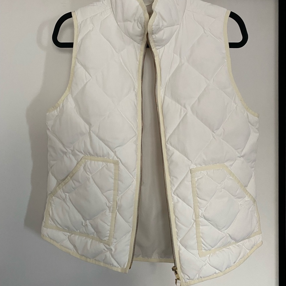 J. Crew White Quilted Vest with Diamond Pattern